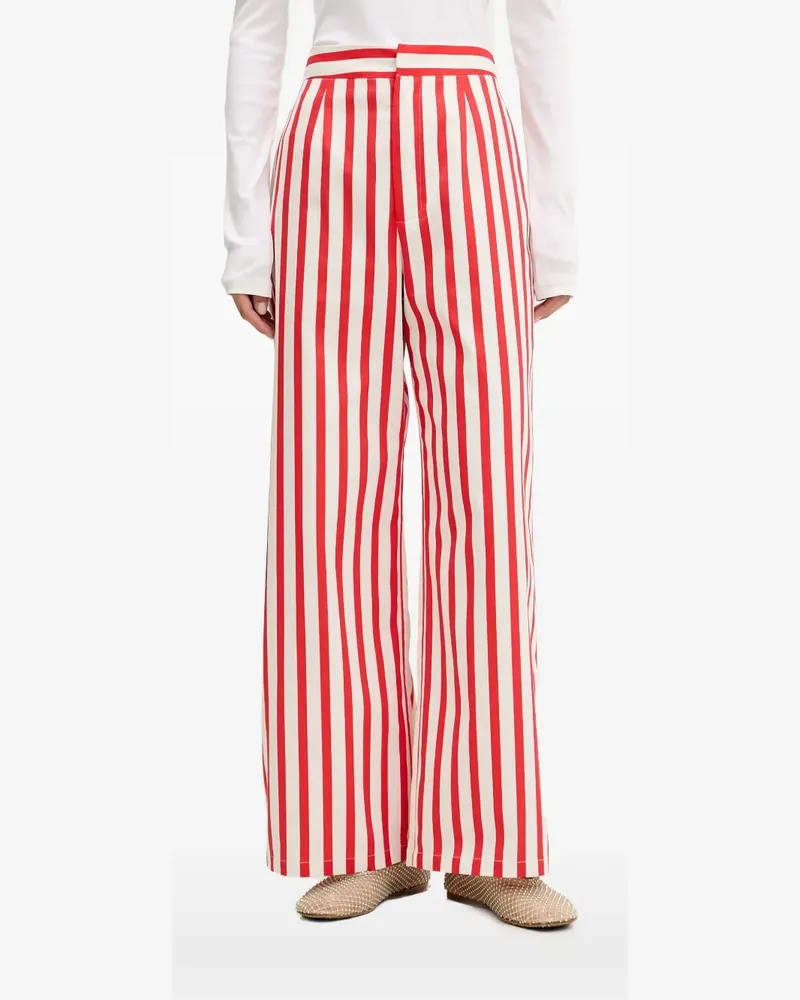 Never Fully Dressed Gestreifte Hose mit Bananenstickerei - Weiß Weiß