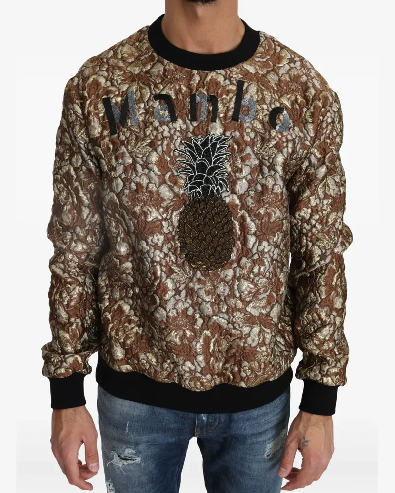 Dolce & Gabbana Mambo Sweatshirt aus Jacquard mit Stickerei - Braun Braun