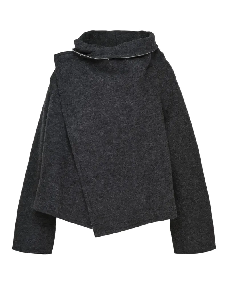 Yohji Yamamoto asymmetric-front high-neck jacket - Grau Grau