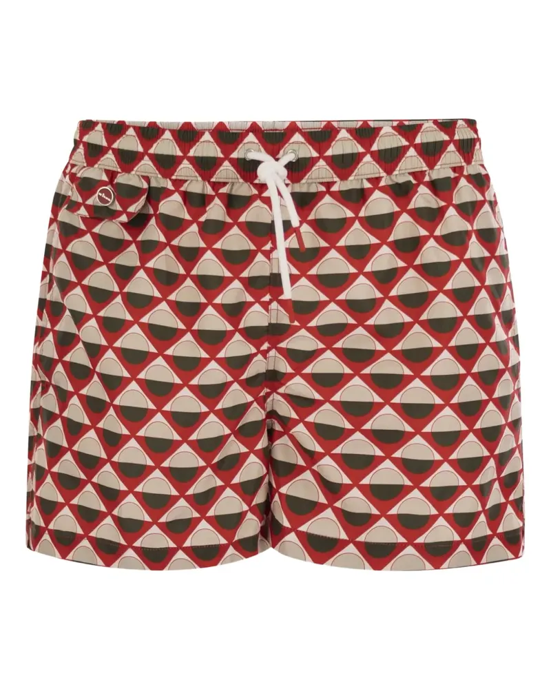 Kiton Badeshorts mit geometrischem Muster - Rot Rot