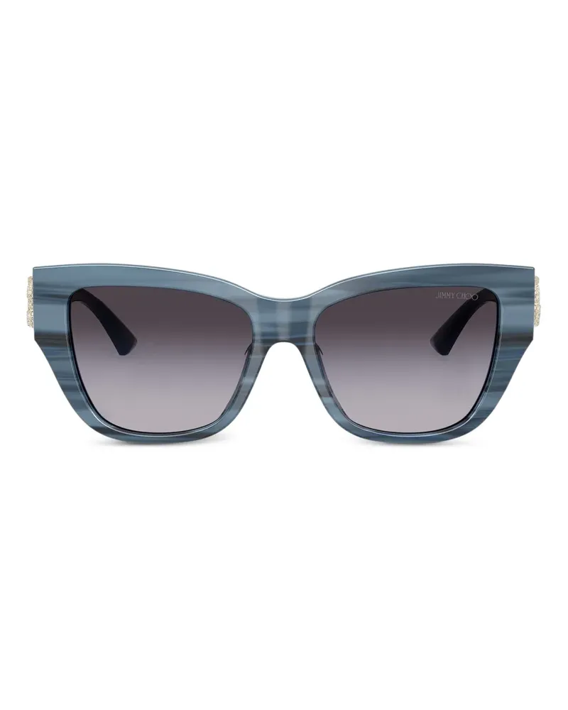 Jimmy Choo Gestreifte Sonnenbrille mit Kristallen - Blau Blau