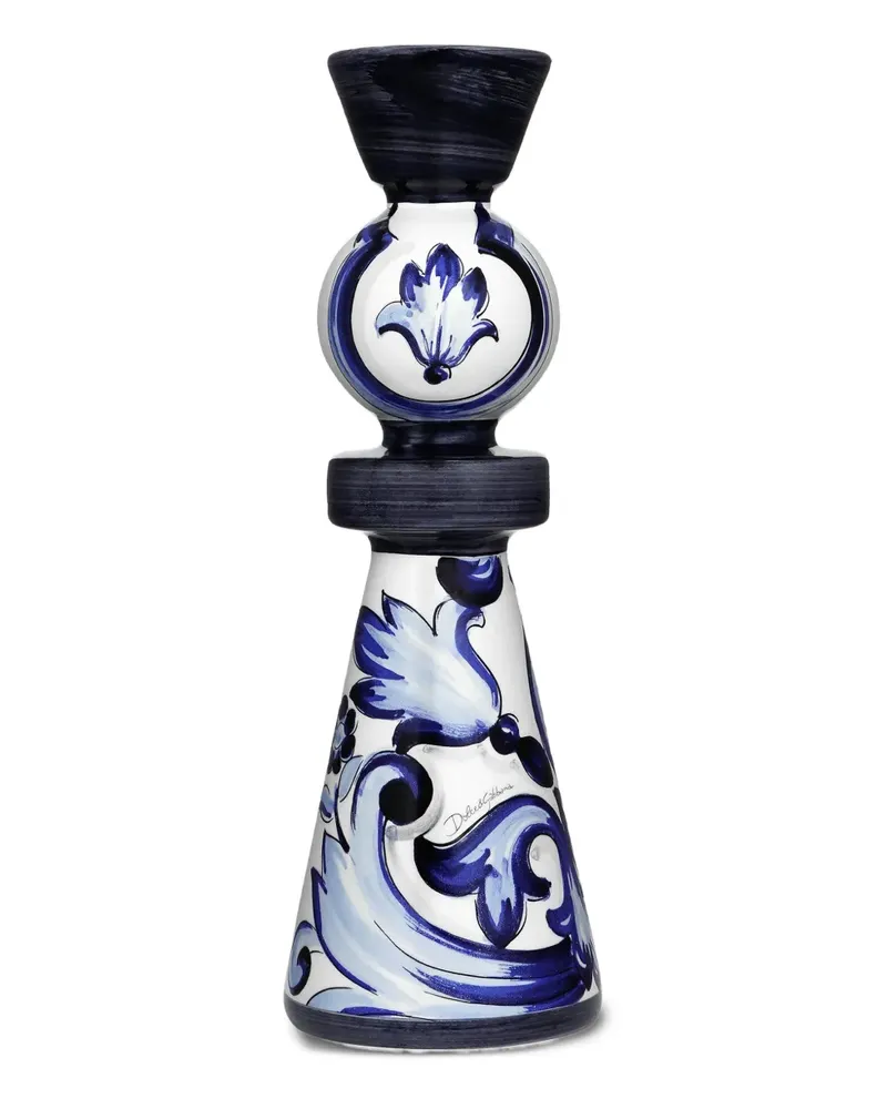 Dolce & Gabbana Großer Kerzenhalter mit Blumen-Print - Blau Blau