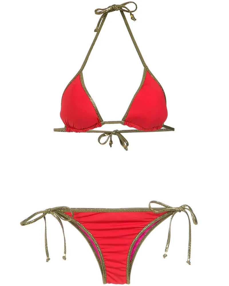 Amir Slama Bikini mit goldfarbenen Borten - Rot Rot