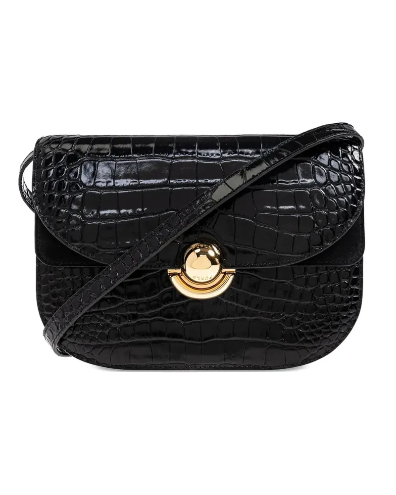 Furla Kleine Sfera Schultertasche mit Kroko-Effekt - Schwarz Schwarz