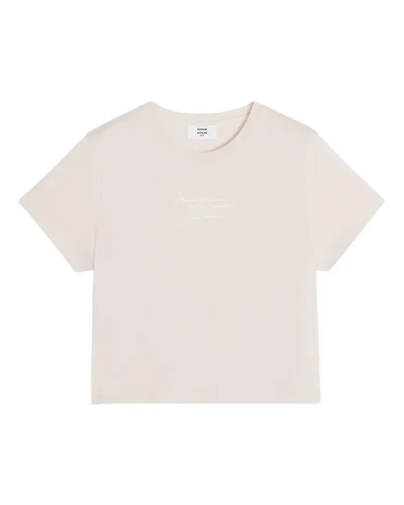 Kitsuné embroidered cropped T-shirt - Nude Nude