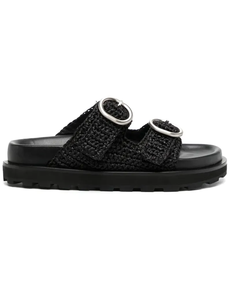 Jil Sander Sandalen aus Raffiabast - Schwarz Schwarz