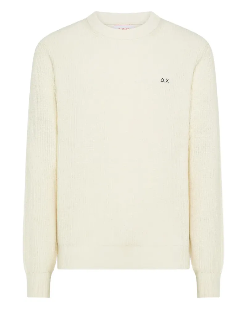 Sun68 Gerippter Pullover mit langen Ärmeln - Weiß Weiß