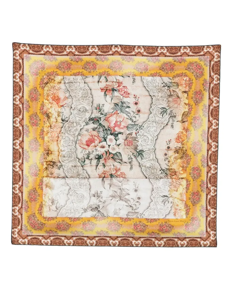 Pierre-Louis Mascia Aloeuw Seidenschal mit Blumen-Print - Nude Nude