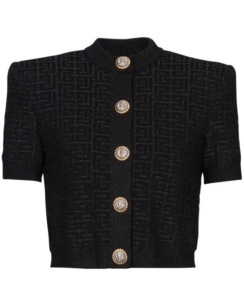 Balmain PB Labyrinth Cropped-Cardigan - Schwarz Schwarz