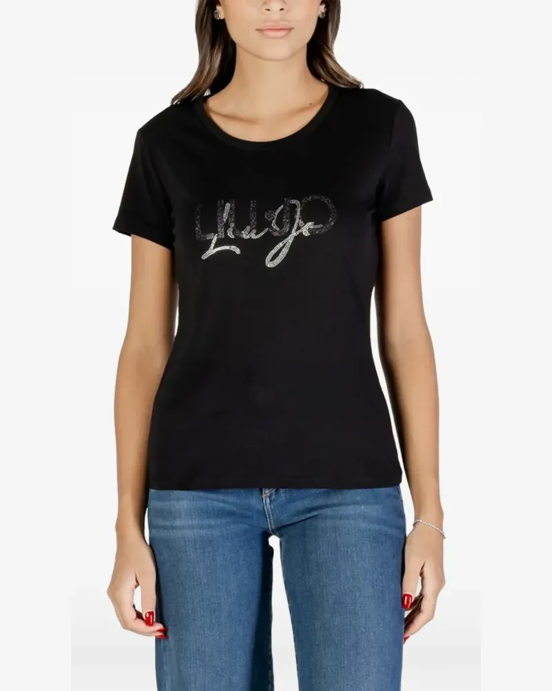 Liu Jo rhinestone-embellished logo T-shirt - Schwarz Schwarz