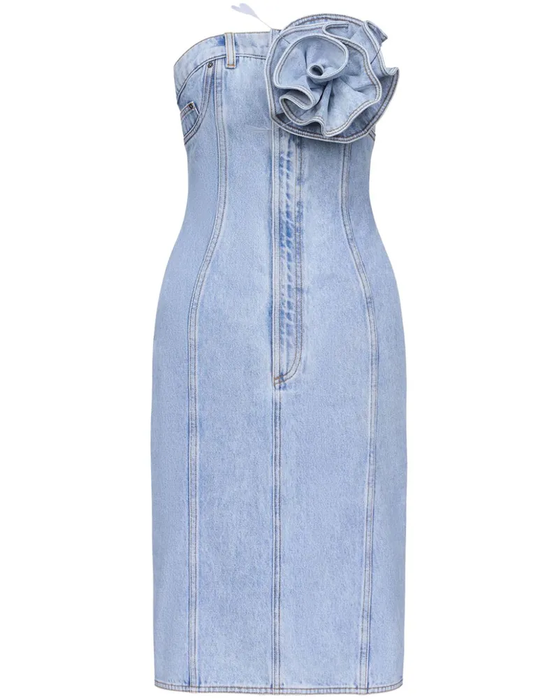 Area Denim-Maxikleid mit Blumenapplikation - Blau Blau