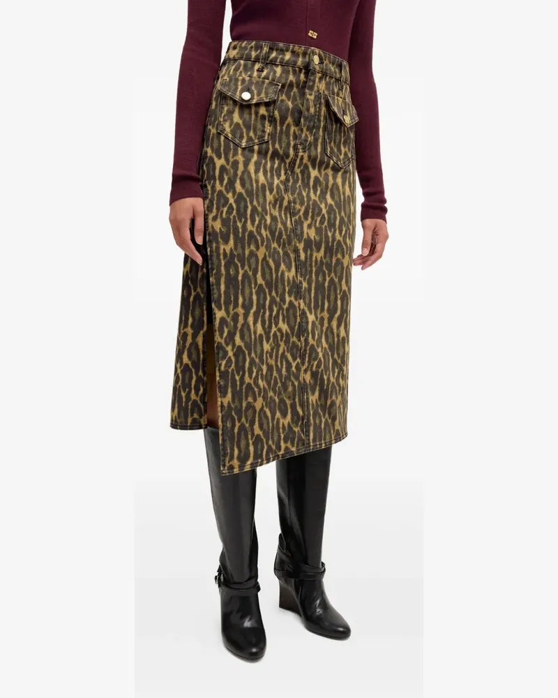 Ganni Midirock mit Animal-Print - Braun Braun