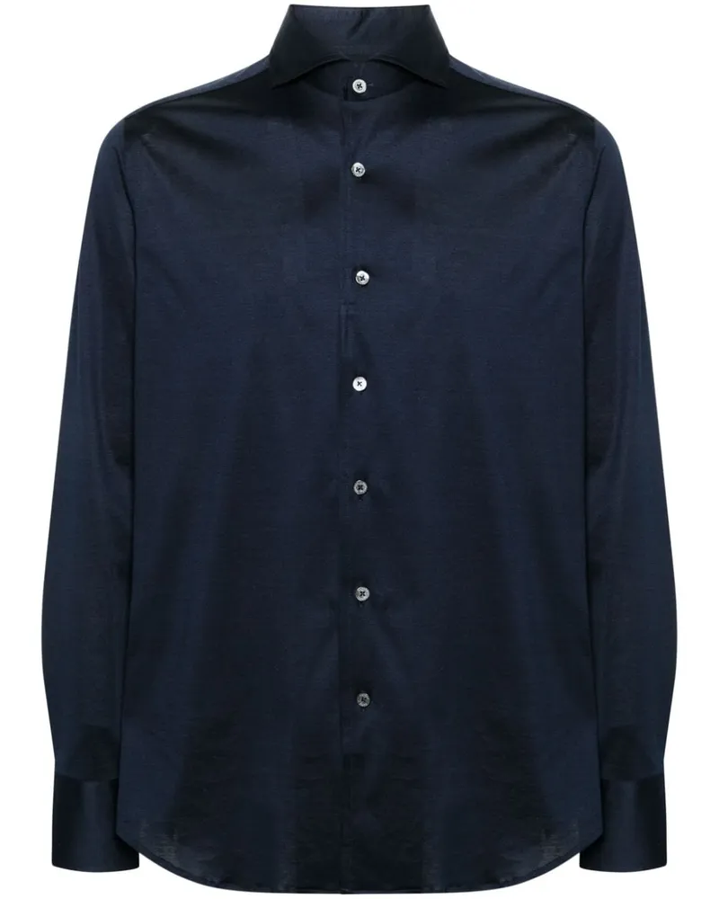 Canali Hemd mit Spreizkragen - Blau Blau