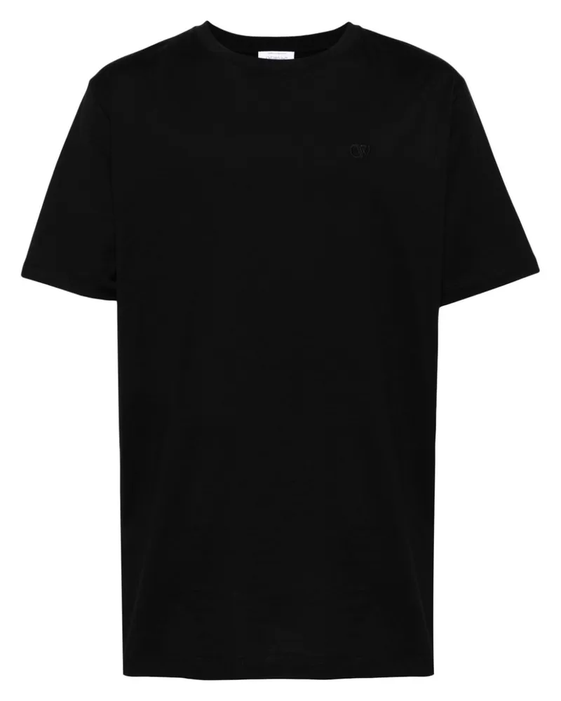 OFF-WHITE T-Shirt mit Logo-Stickerei - Schwarz Schwarz