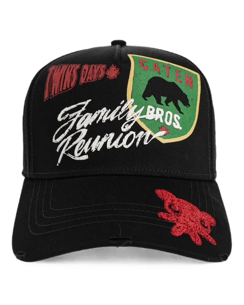 Dsquared2 distressed embroidered baseball cap - Schwarz Schwarz