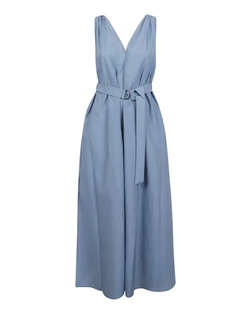 Brunello Cucinelli belted V-neck midi dress - Blau Blau