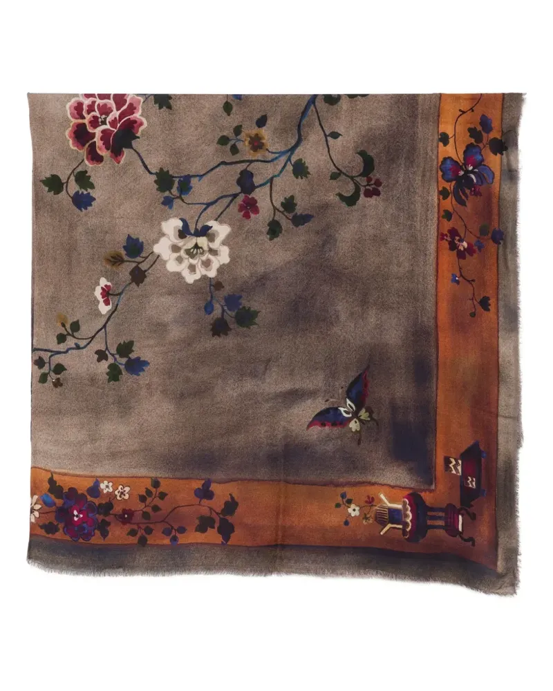 Faliero Sarti Kaki Carpet Schal mit Blumenprint - Braun Braun