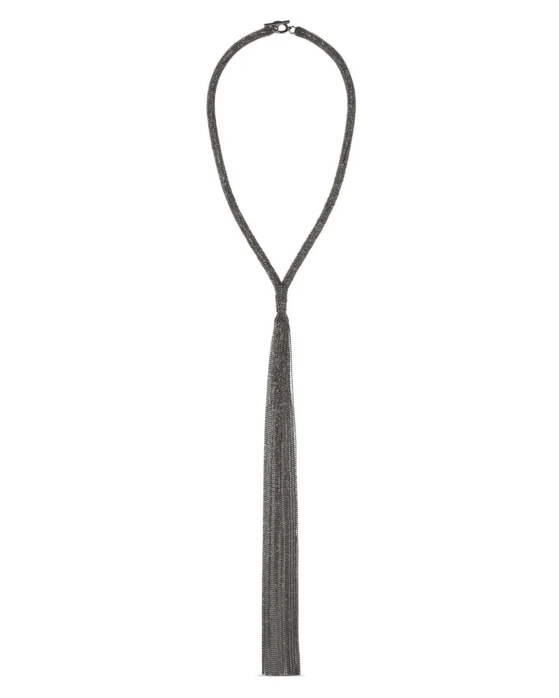 Brunello Cucinelli Lariat Halskette mit Monili-Quaste - Silber Silber