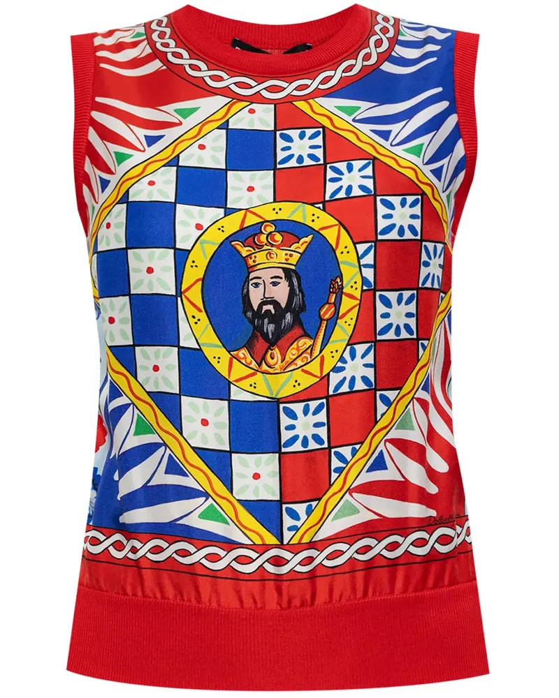 Dolce & Gabbana Seidenoberteil mit Carretto-Print - Rot Rot