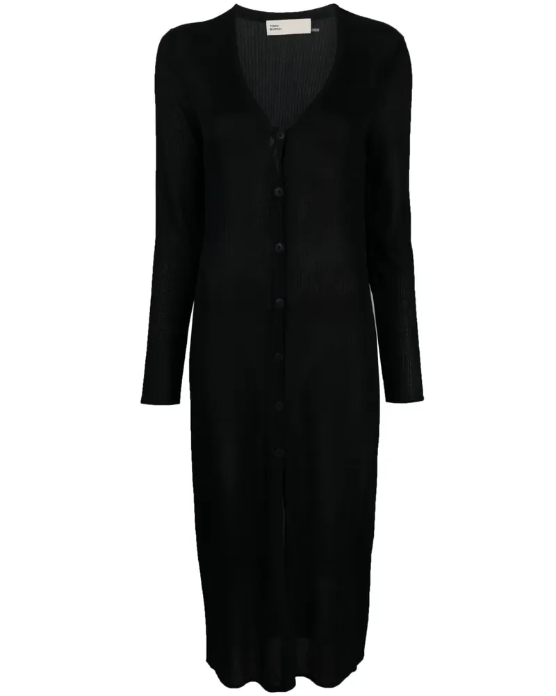 Tory Burch Strickkleid mit V-Ausschnitt - Schwarz Schwarz