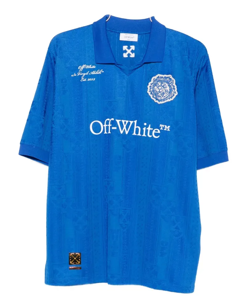 OFF-WHITE lion-patch polo-collar T-shirt - Blau Blau