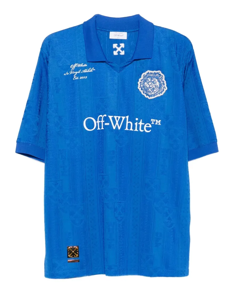 OFF-WHITE Poloshirt mit Löwen-Patch - Blau Blau