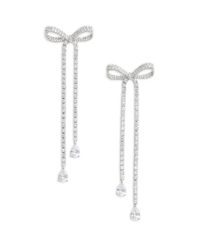 Self-Portrait crystal-embellished bow-detail earrings - Silber Silber