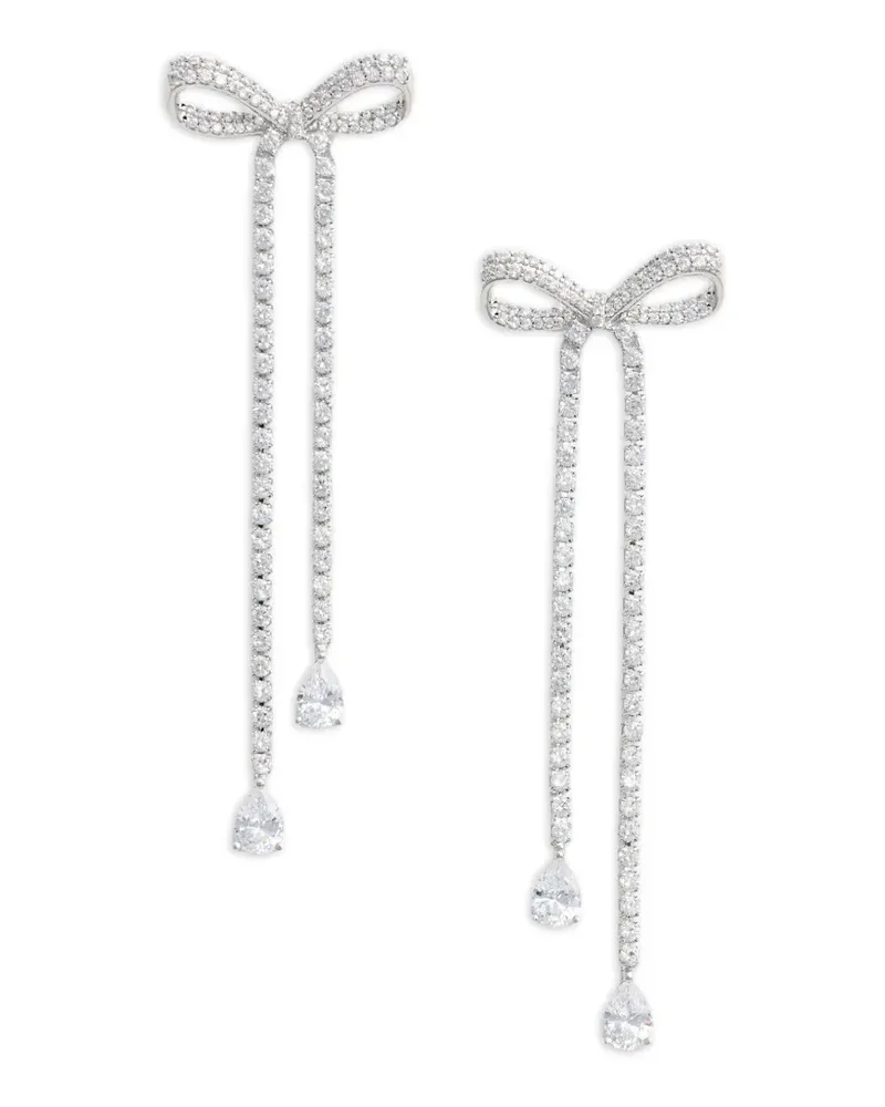 Self-Portrait crystal-embellished bow-detail earrings - Silber Silber