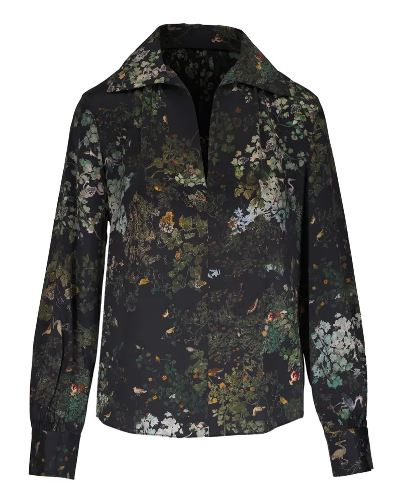 Vince Bluse mit Blumen-Print - Schwarz Schwarz