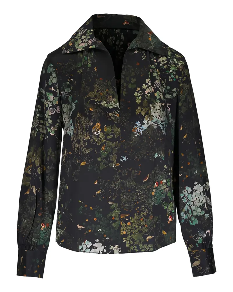 Vince Bluse mit Blumen-Print - Schwarz Schwarz
