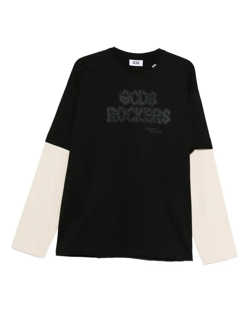 GCDS Langarmshirt mit Logo-Print - Schwarz Schwarz