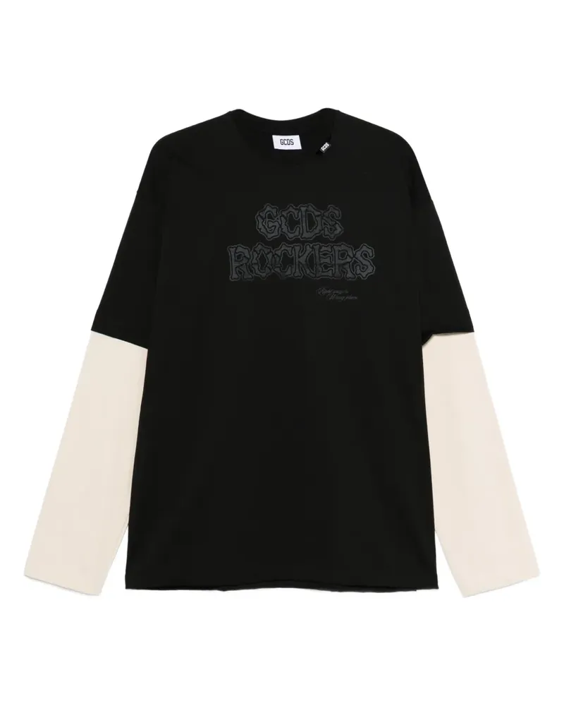 GCDS Langarmshirt mit Logo-Print - Schwarz Schwarz