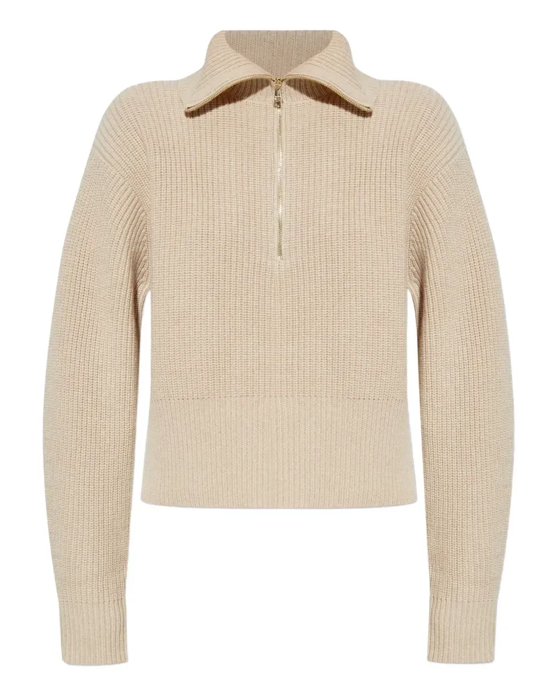 Max Mara Gerippter Pullover mit Reißverschluss - Nude Nude