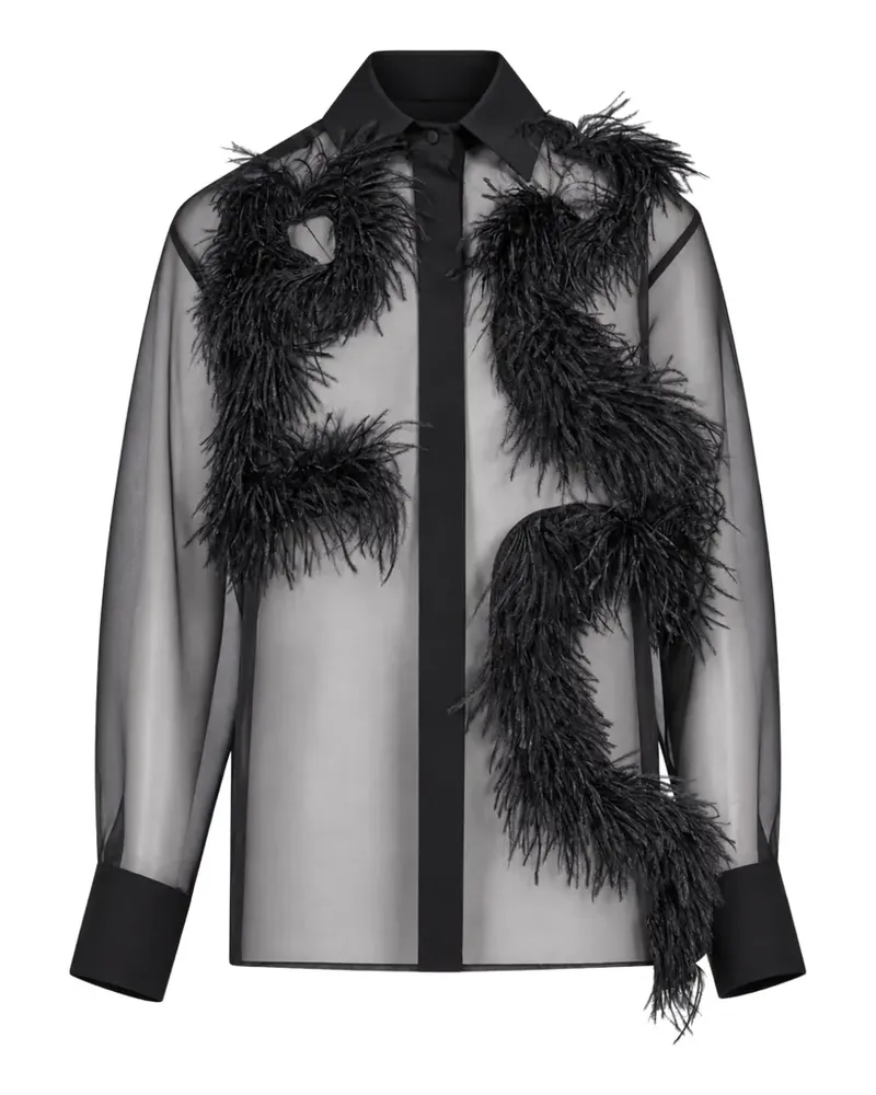 Antonelli Firenze Semi-transparentes Mirra Hemd mit Federn - Schwarz Schwarz