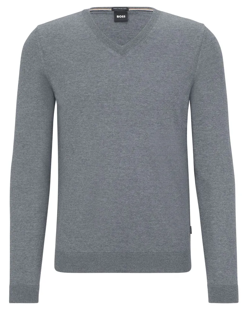HUGO BOSS Pullover mit V-Ausschnitt - Grau Grau