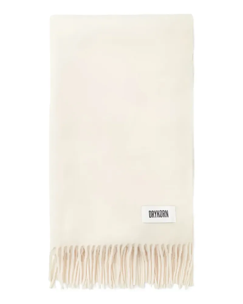 Drykorn fringed logo-patch scarf - Nude Nude