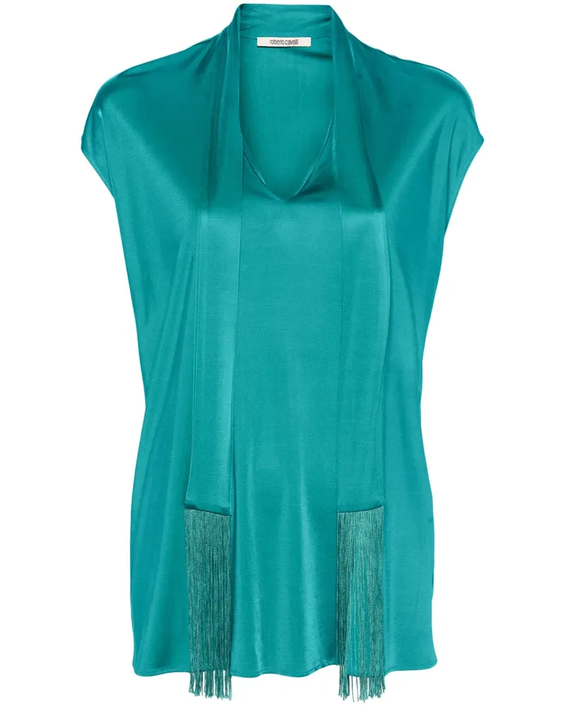 Roberto Cavalli Bluse aus Seide mit Schaldetail - Grün Grün