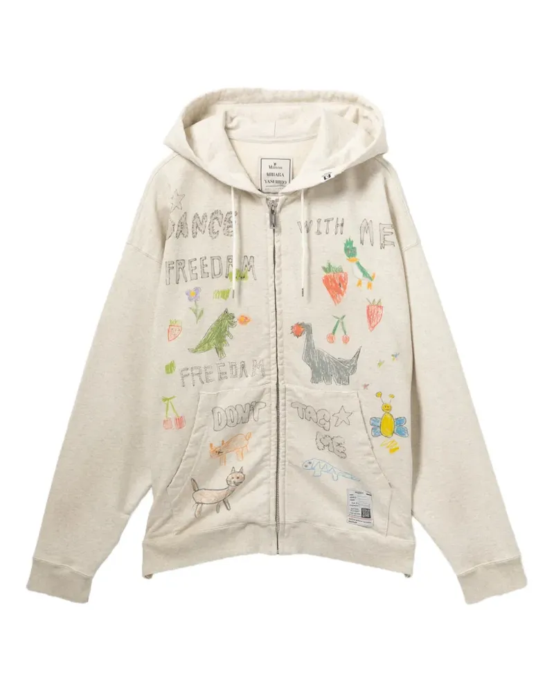 MIHARAYASUHIRO Kapuzenjacke mit grafischem Print - Nude Nude
