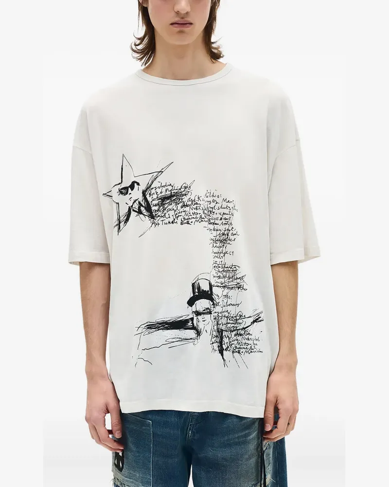 Ann Demeulemeester T-Shirt mit Skizzenbuch-Print - Weiß Weiß