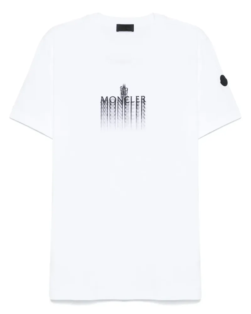 Moncler T-Shirt mit ausgeblichenem Logo - Weiß Weiß