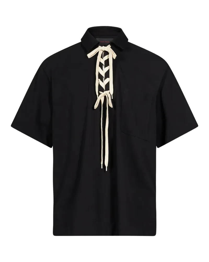 Simone Rocha lace-up polo shirt - Schwarz Schwarz
