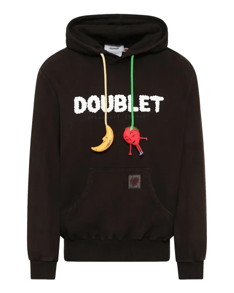 Doublet mud-dyed logo-appliqué hoodie - Braun Braun