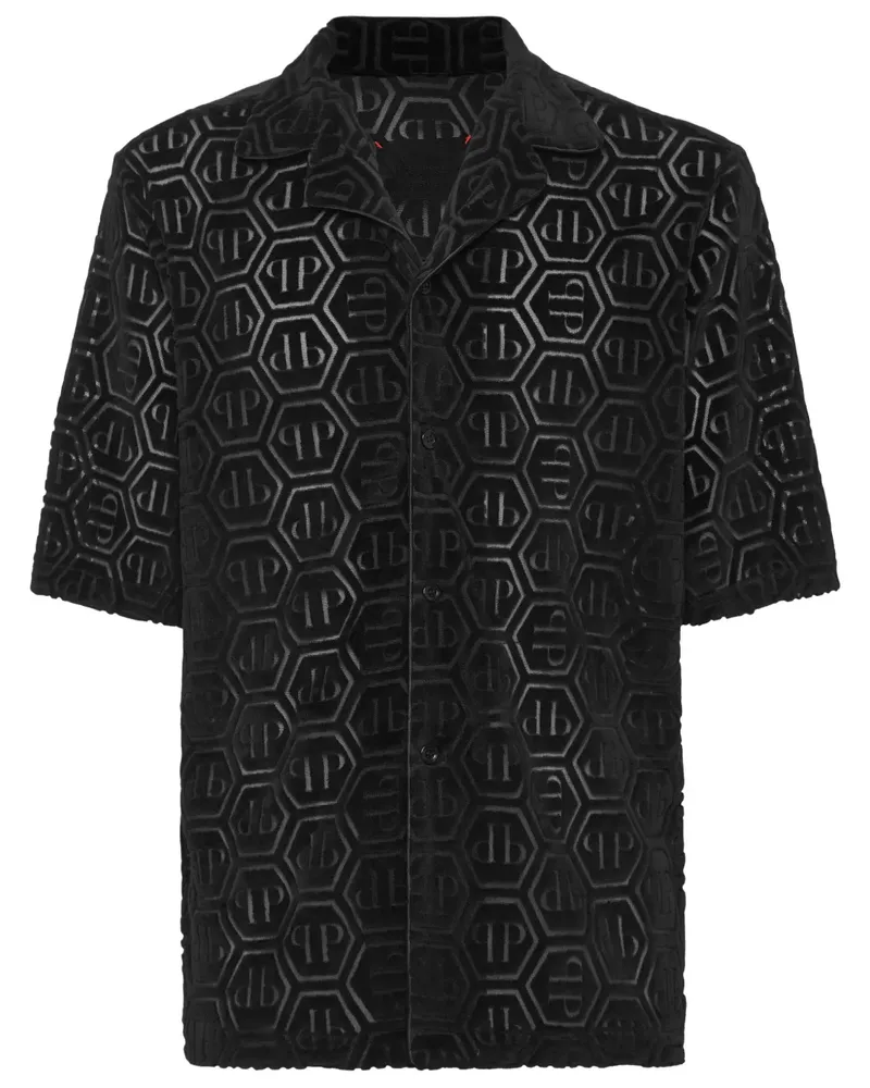 Philipp Plein Hemd mit sechseckigem Muster - Schwarz Schwarz
