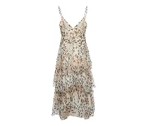 Midikleid mit Blumenprint - Nude