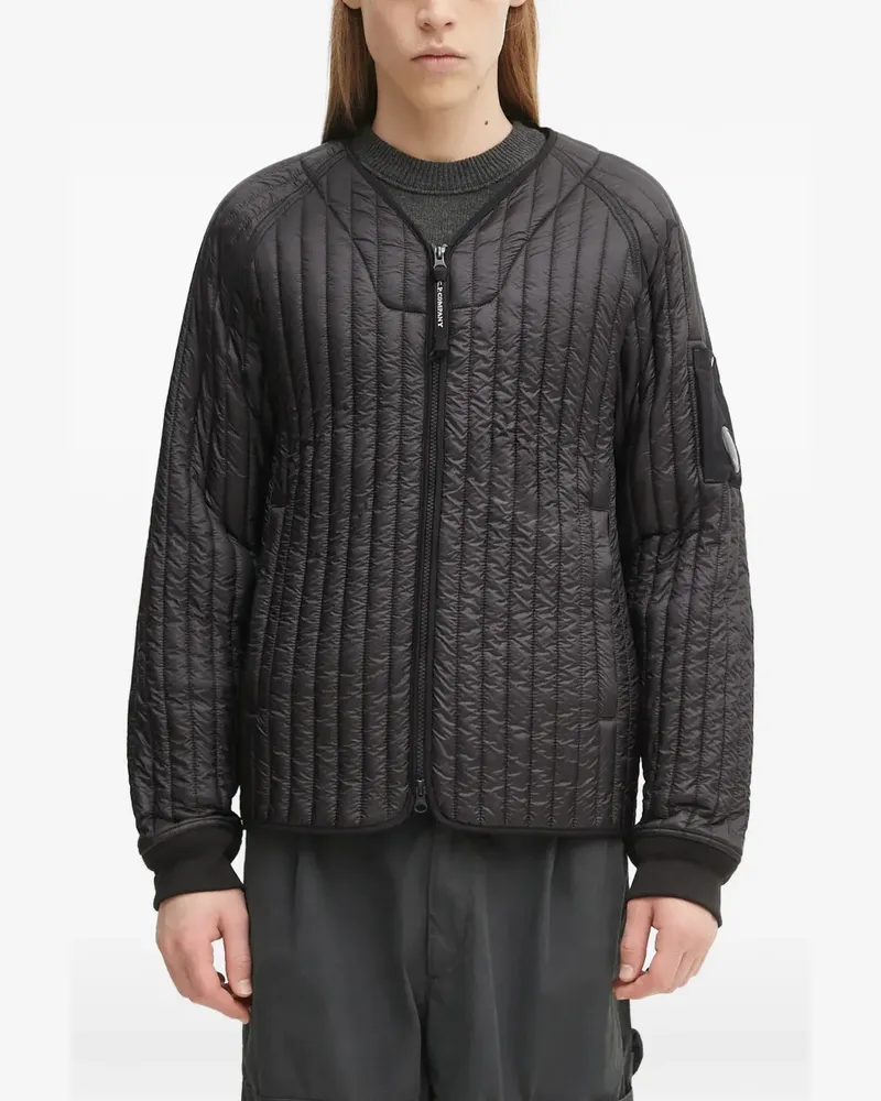 C.P. Company quilted logo-patch jacket - Schwarz Schwarz