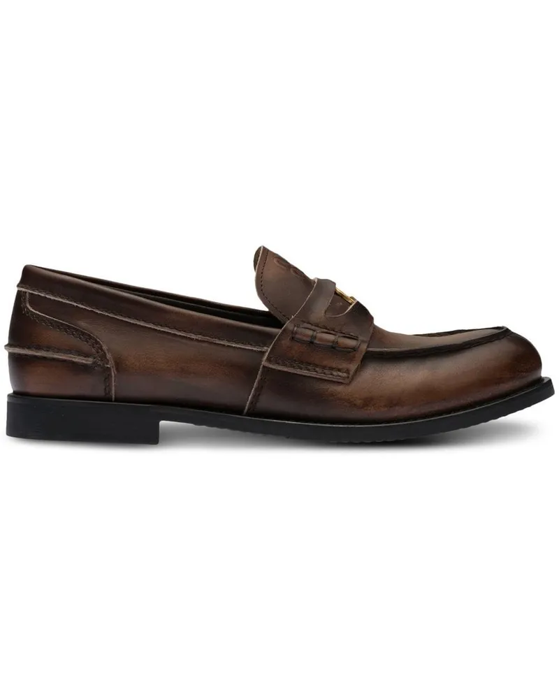 Miu Miu Penny-Loafer mit Logo - Braun Braun