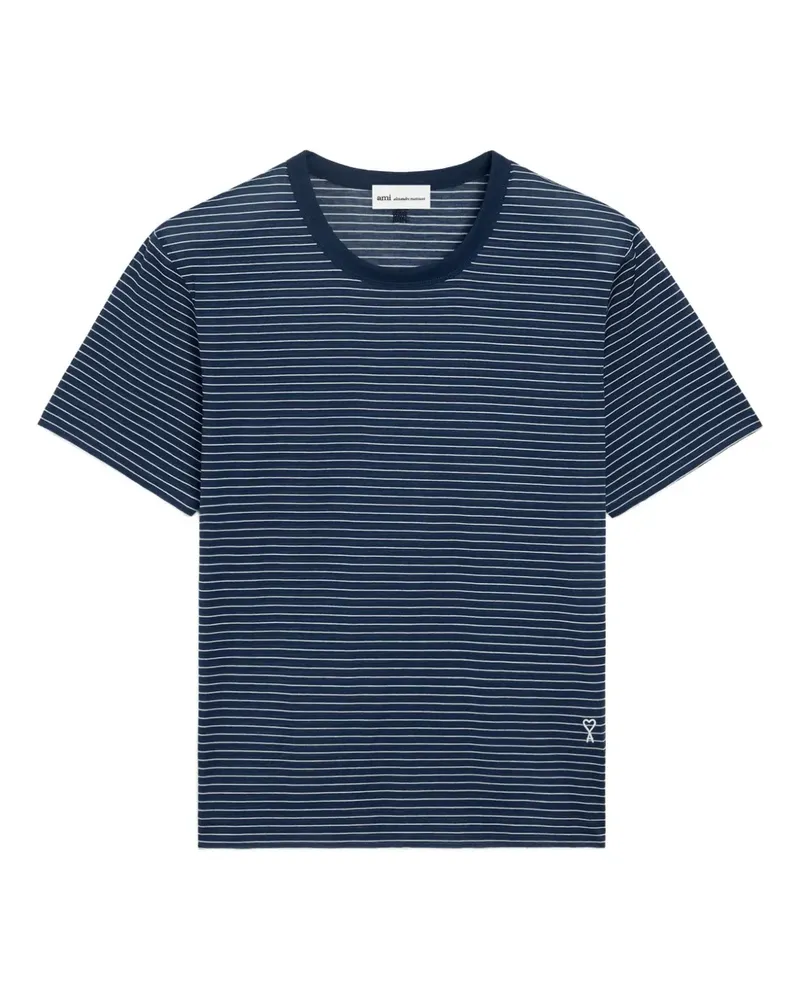 AMI Paris Gestreiftes Ami de Coeur T-Shirt - Blau Blau