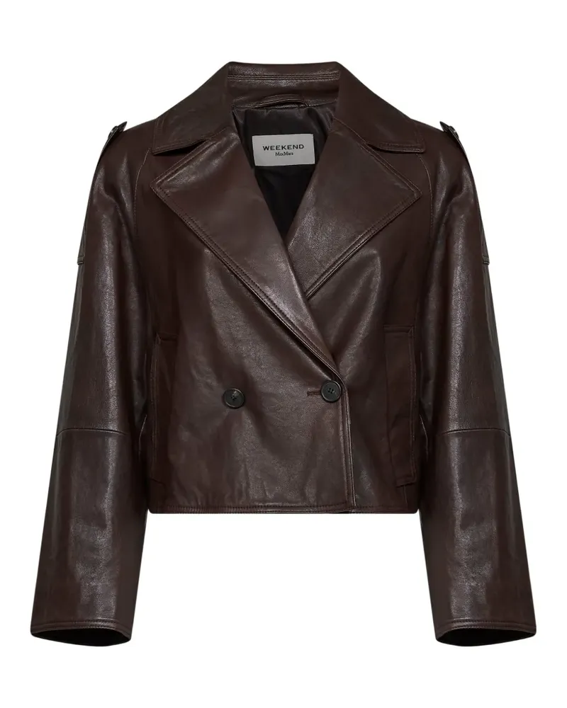 Max Mara double-breasted leather jacket - Braun Braun