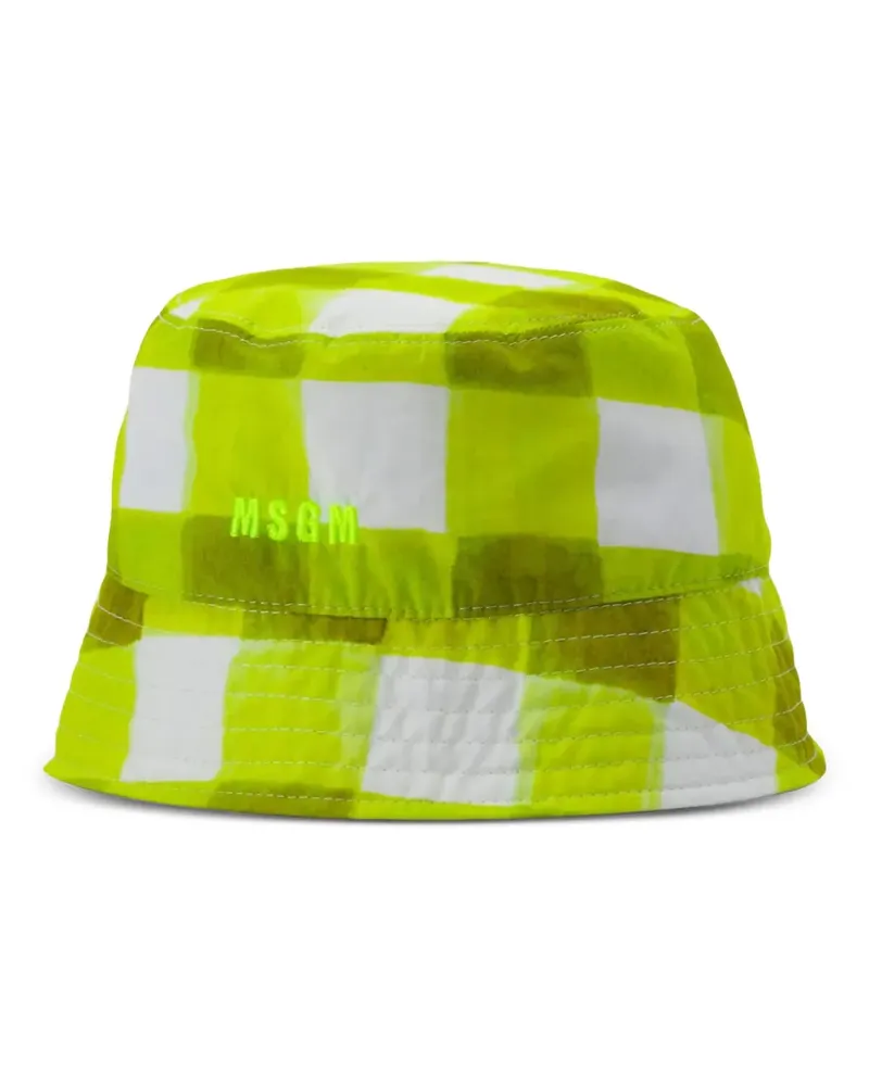 MSGM Karierter Fischerhut mit Logo-Stickerei - Gelb Gelb