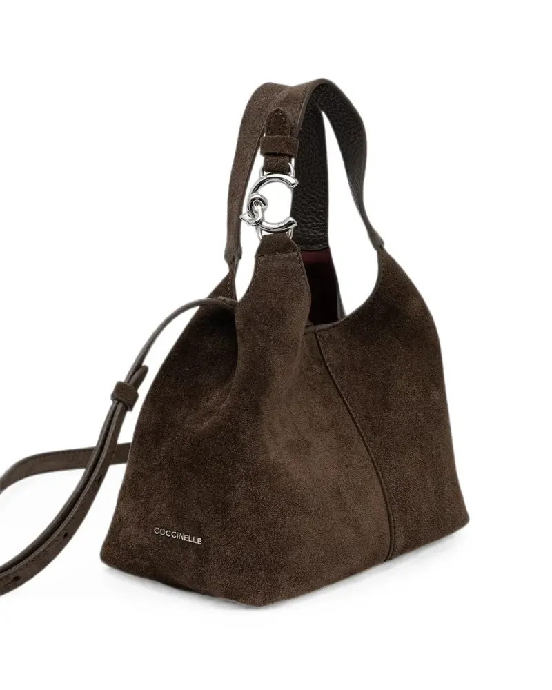 Coccinelle suede logo-plaque tote bag - Braun Braun